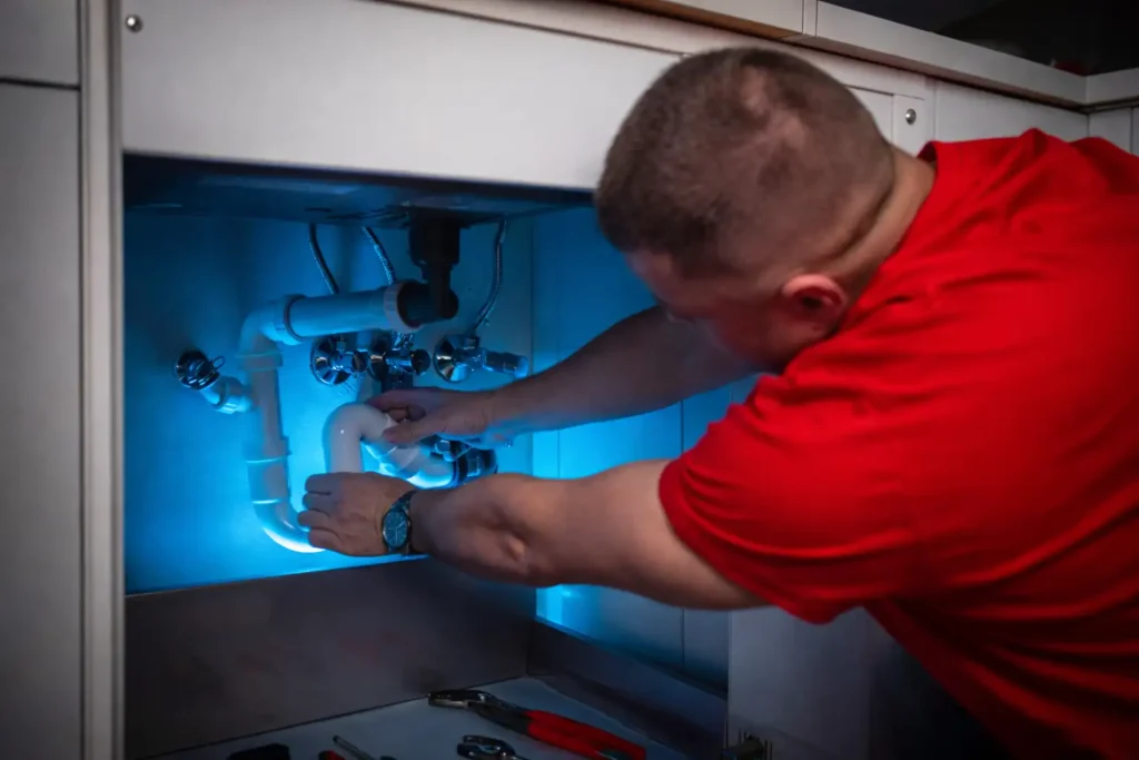 A leak detection specialist uses tools to pinpoint hidden residential plumbing issues before they become disasters. 